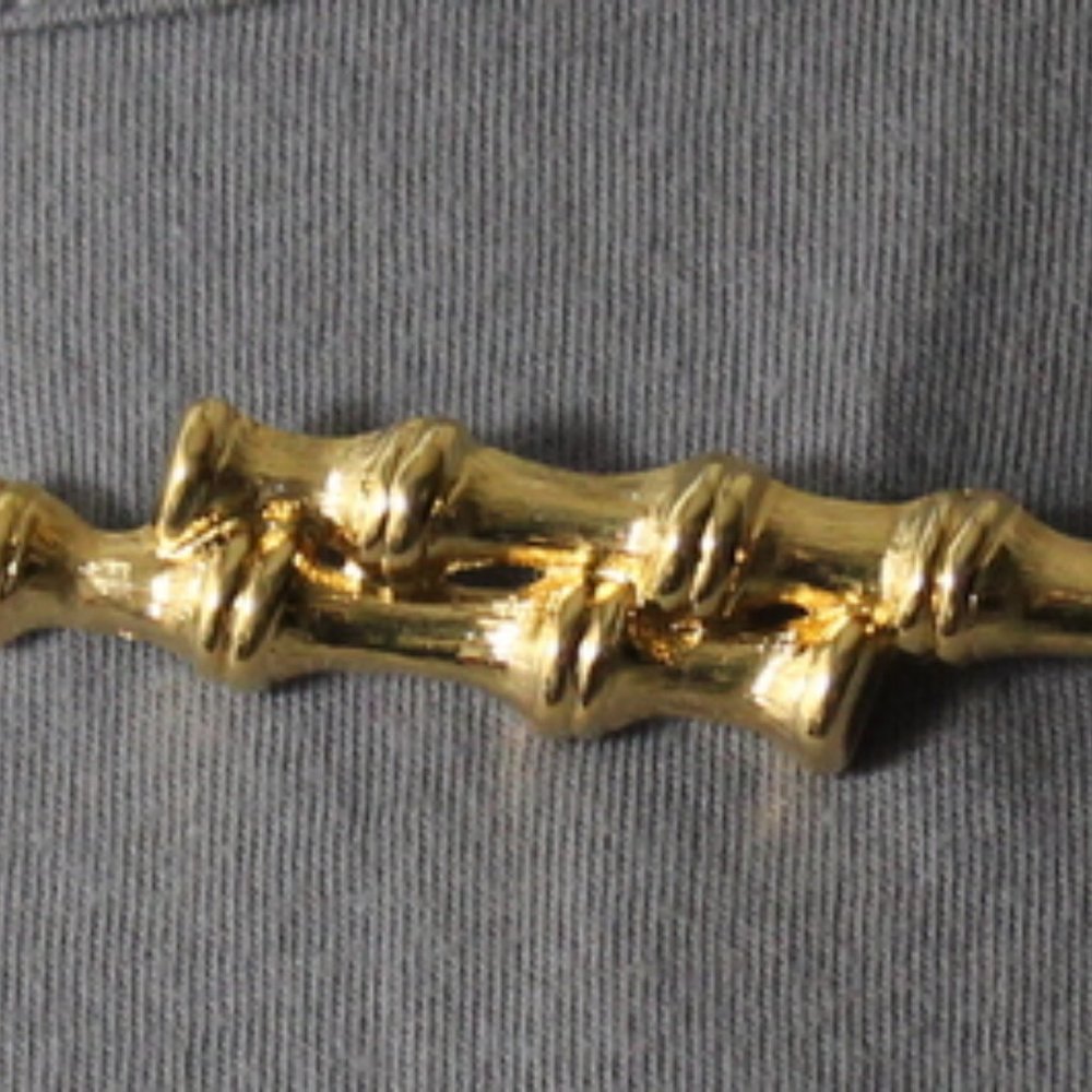 Bamboo Monet Signed Gold Tone Brooch